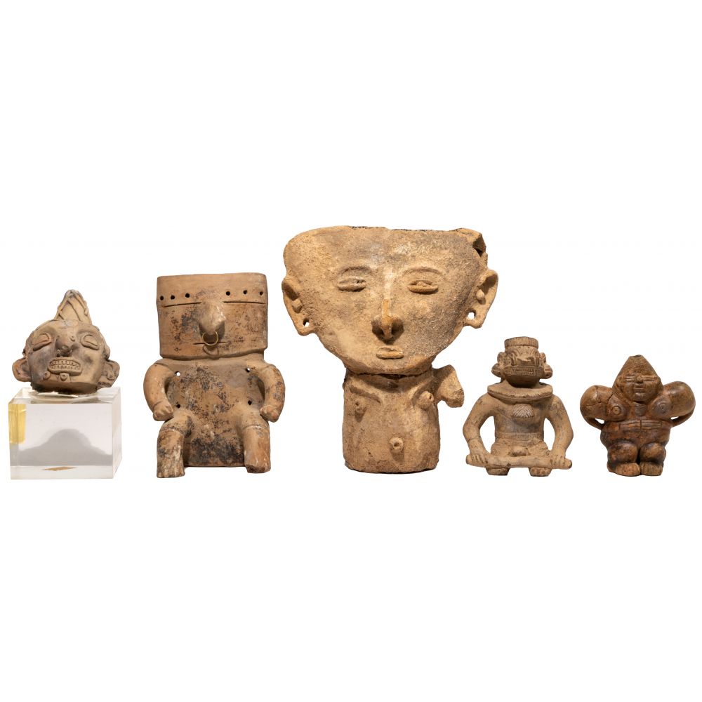 Appraisal: PRE-COLUMBIAN STYLE POTTERY ASSORTMENT items including Quimbaya Tumaco and Chorotega