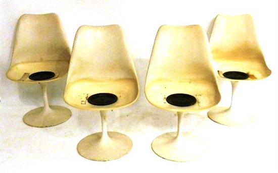 Appraisal: Four white Saarinen ''Tulip'' chairs fiberglass and aluminum molded construction