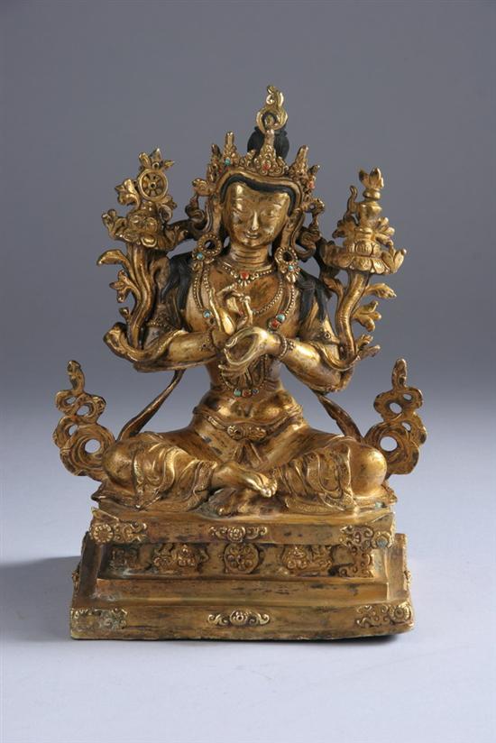 Appraisal: TIBETAN GILT BRONZE FIGURE OF MAITREYA Late th-early th century