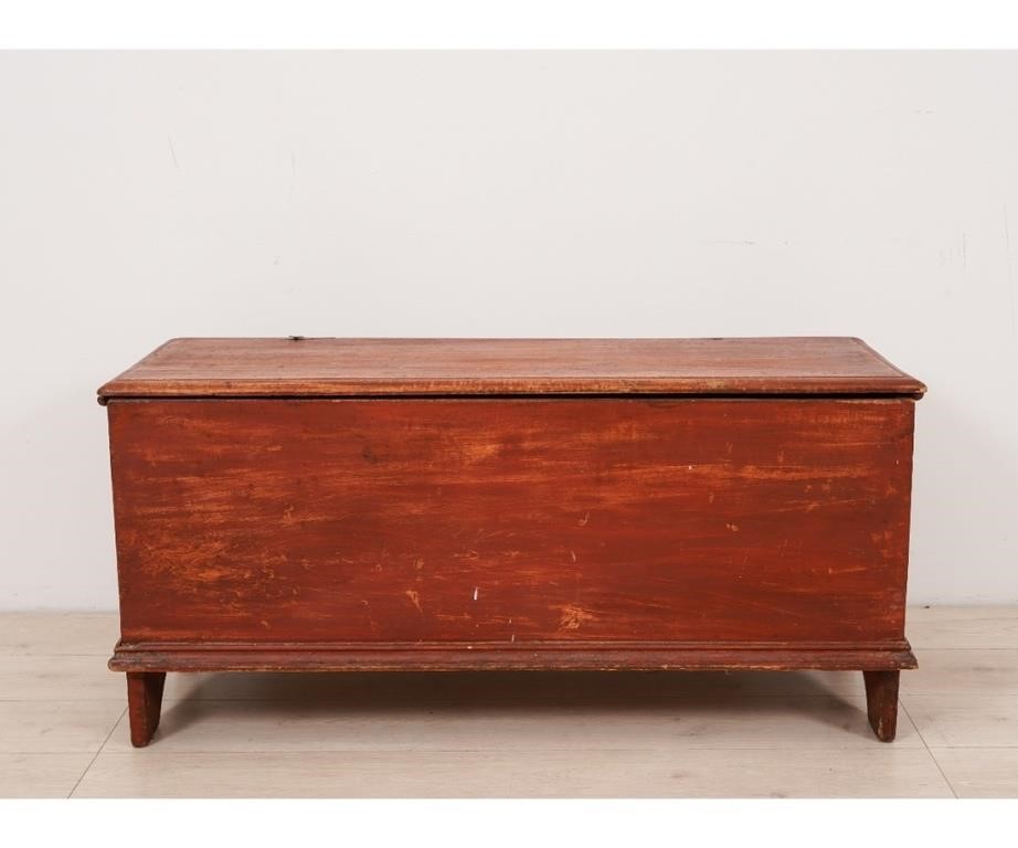 Appraisal: New England red painted blanket chest dated h x w