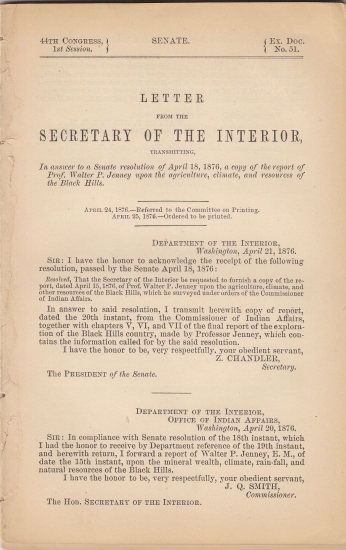 Appraisal: CUSTER GEORGE ARMSTRONG Jenney Walter P Letter from the Secretary