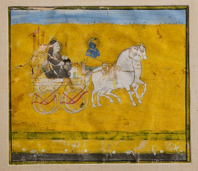 Appraisal: AN INDIAN MINIATURE PAINTED WITH PRINCE seated in a horse-drawn