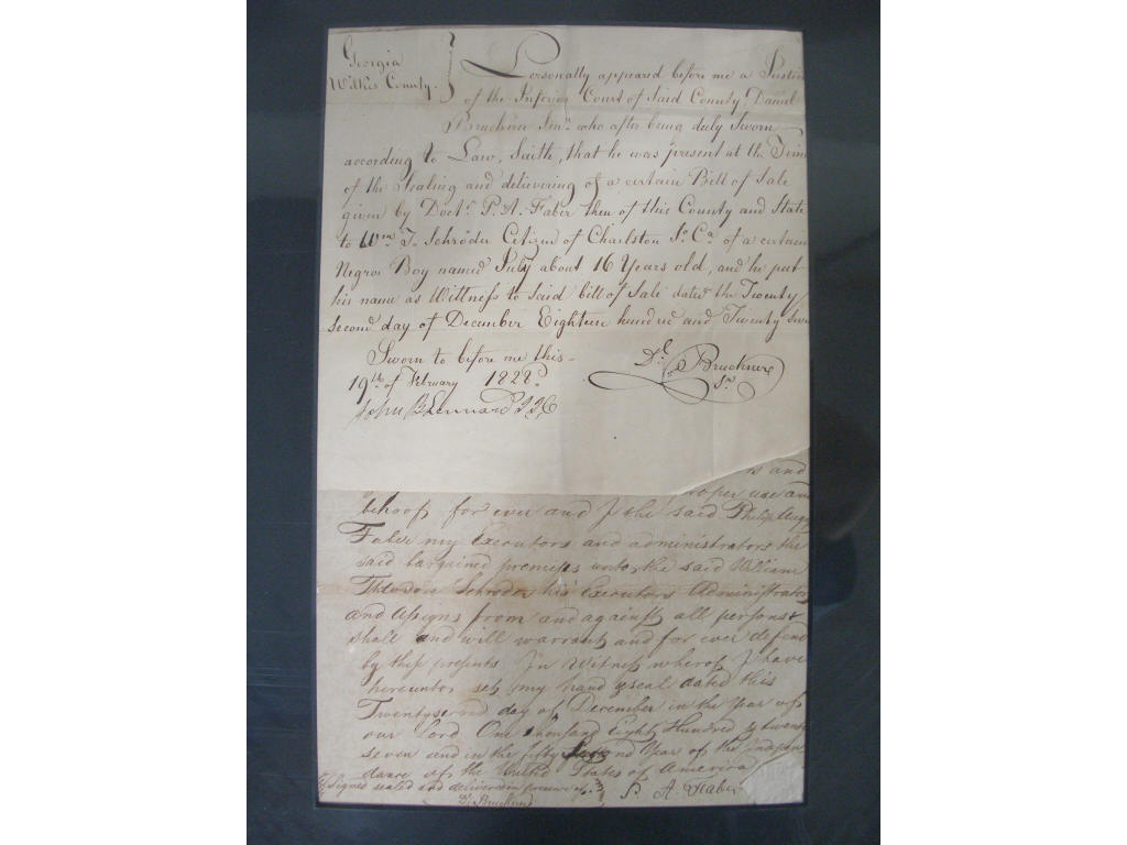 Appraisal: Georgia Slave Bill of Sale manuscript document one page vo