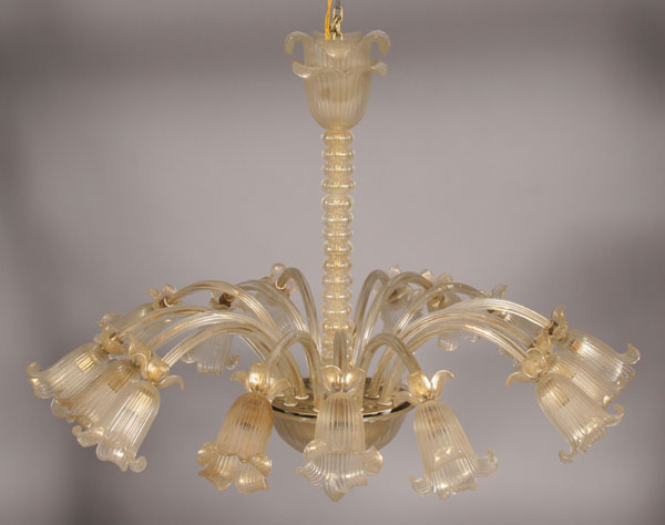 Appraisal: Barovier and Toso Murano art glass chandelier c arm floriform