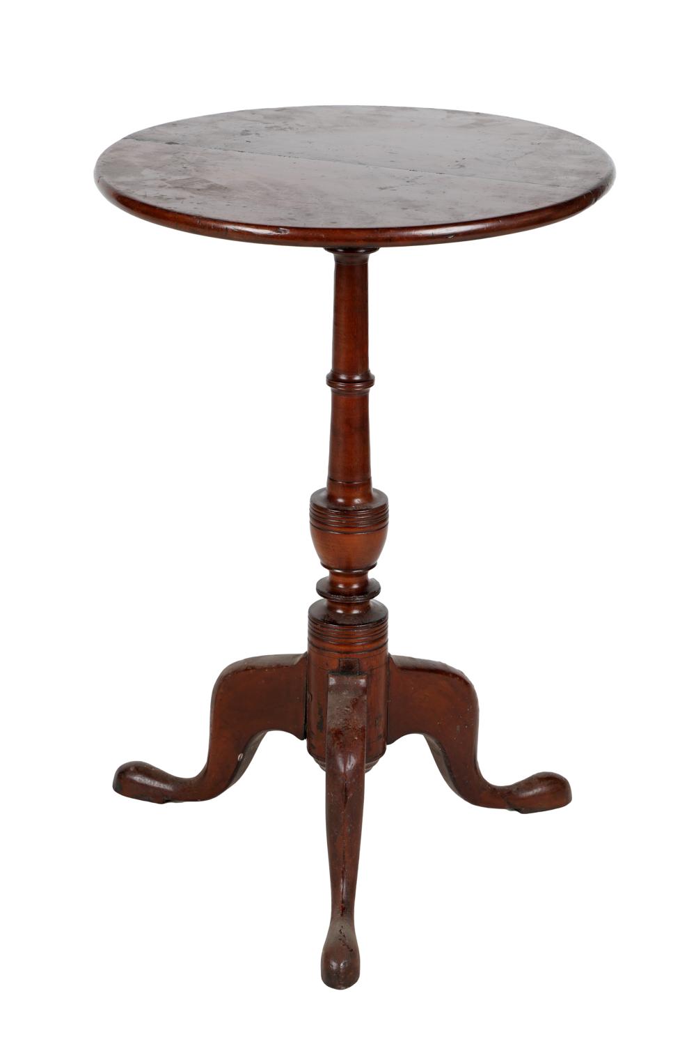 Appraisal: AMERICAN MAHOGANY TRIPOD TEA TABLECondition with visible split to top