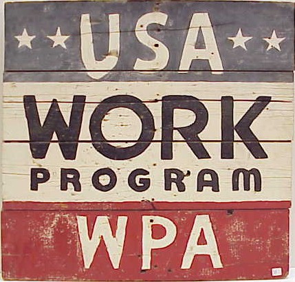 Appraisal: WPA sign USA work program paint on barn board red