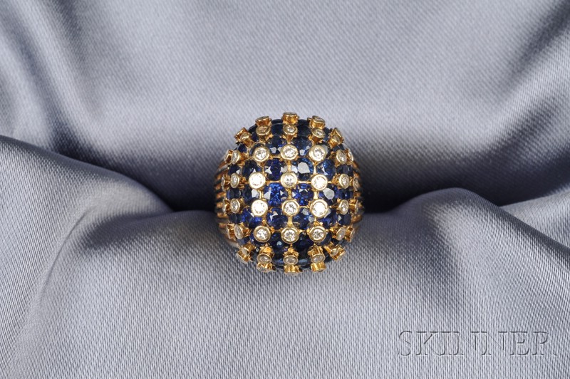 Appraisal: kt Gold Sapphire and Diamond Dome Ring set with circular-cut