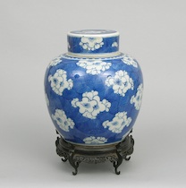 Appraisal: A Kang-hsi Blue White Hawthorne Jar Chinese ca th Century