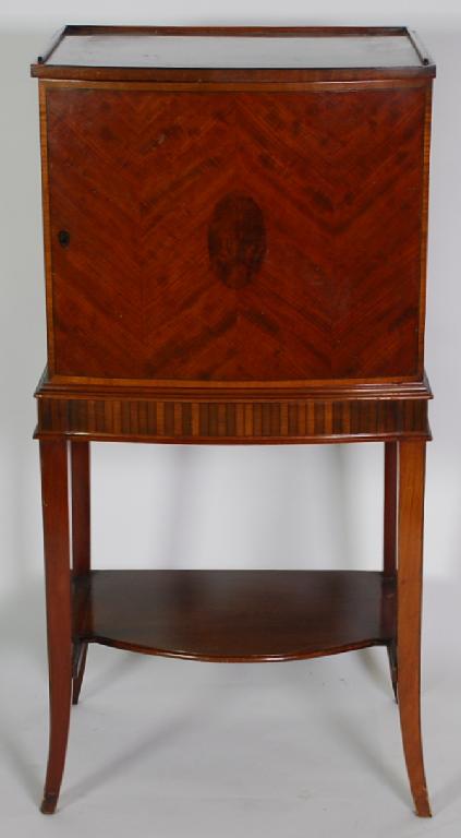 Appraisal: EDWARDIAN INLAID MAHOGANY BOW FRONT SHEET MUSIC CABINET the plain