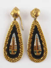 Appraisal: A pair of gilt metal tests silver micromosaic pendant earrings