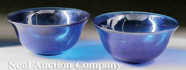 Appraisal: A Pair of Chinese Translucent Blue Beijing Glass Bowls th