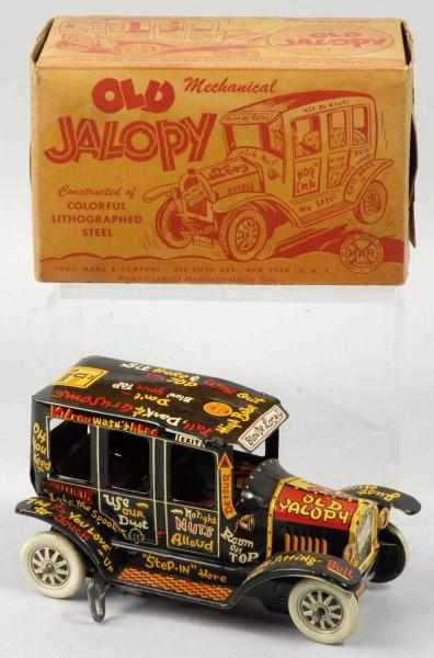 Appraisal: Tin Litho Marx Old Jalopy Car Wind-Up Toy Description American