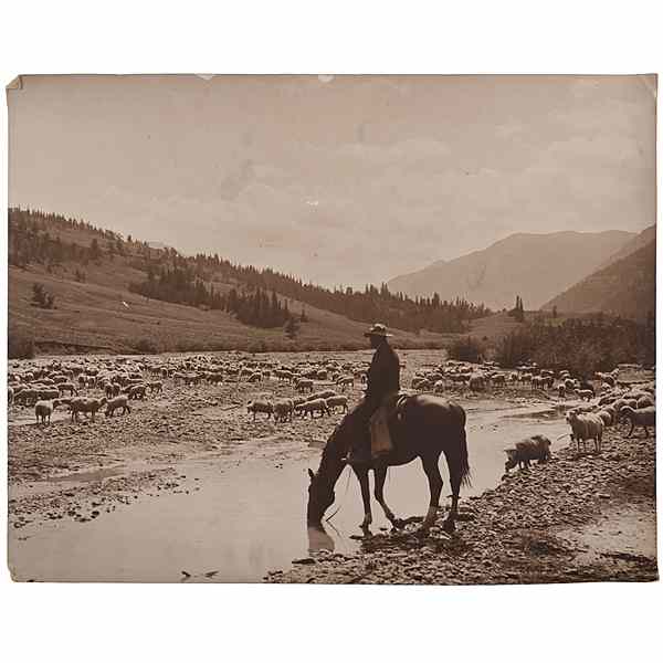 Appraisal: Charles J Belden Photograph of a Cowboy on Horseback Tending