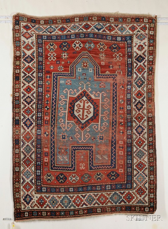 Appraisal: Fachralo Kazak Prayer Rug Southwest Caucasus last quarter th century