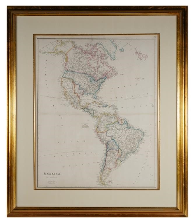 Appraisal: Hand colored engraving map of America both North and South