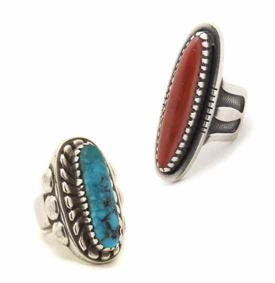 Appraisal: Two Tewa Lady's Sterling Silver Rings Julian Lovato the first