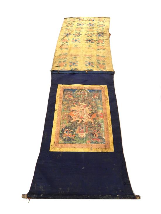 Appraisal: th C Tibetan tangka or meditative scroll painting on linen