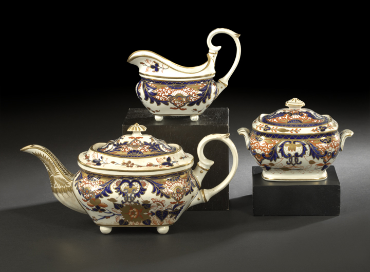 Appraisal: Attractive Regency Three-Piece Derby Porcelain Tea Service in the Old