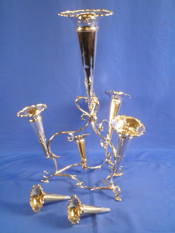 Appraisal: An Edwardian silver plated epergne with five trumpet shaped vases