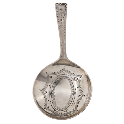 Appraisal: A George III engraved silver caddy spoon mm l by