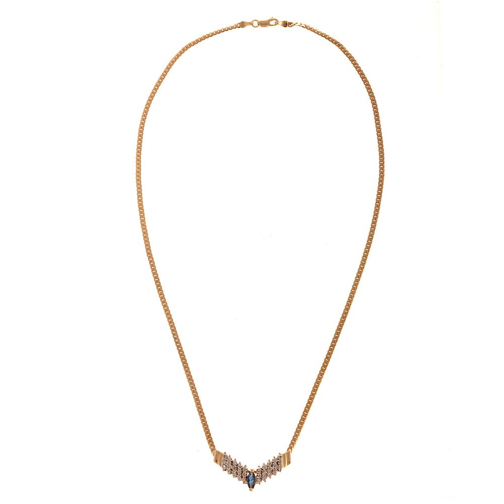 Appraisal: A K Sapphire and Diamond Necklace K yellow gold V