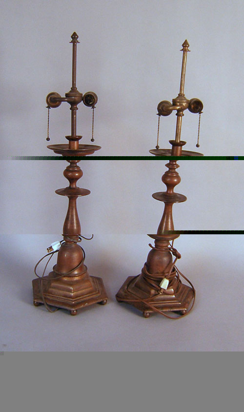 Appraisal: Pair of brass table lamps