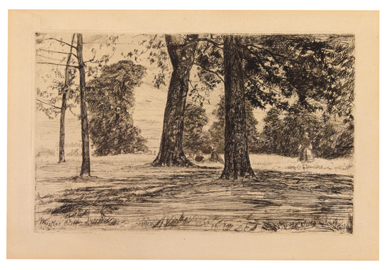 Appraisal: JAMES A M WHISTLER Greenwich Park Etching on cream laid