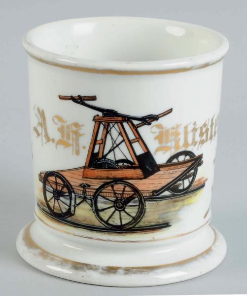 Appraisal: Railroad Handcar Shaving Mug Mug depicts a railroad handcar Moderate