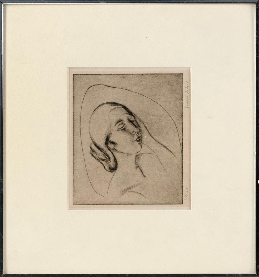 Appraisal: ERNEST FIENE NEW YORK GERMANY - PORTRAIT OF A SLEEPING