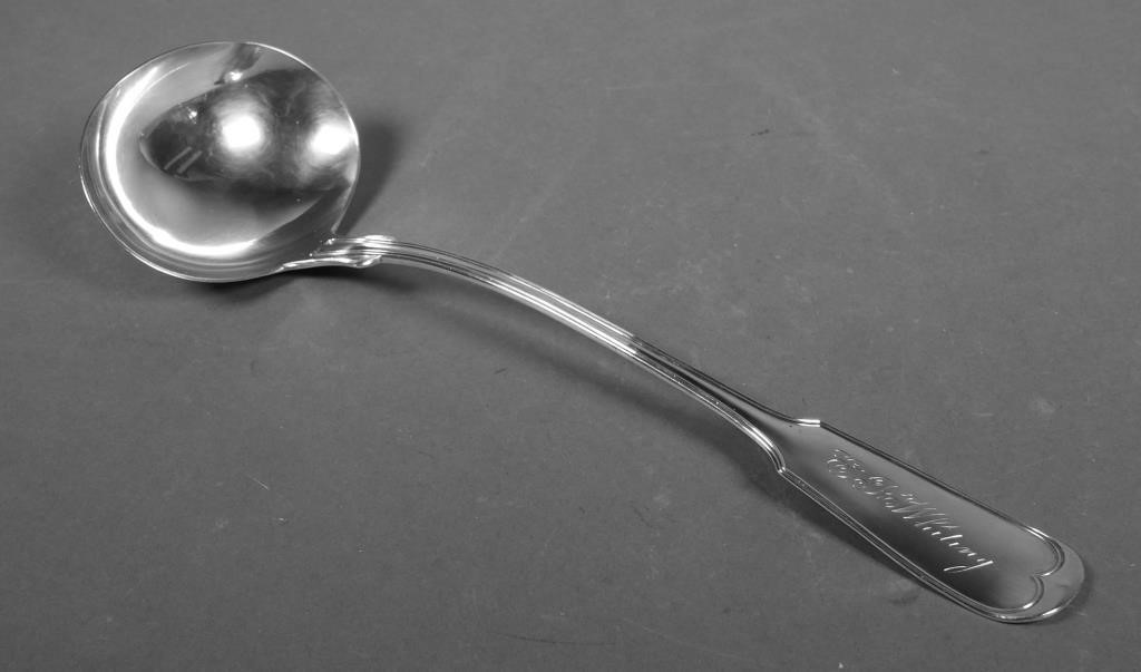 Appraisal: Georgian British sterling silver ladle measuring - long Weighs about