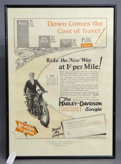 Appraisal: c Harley Davidson Poster Full page two color poster advertisement