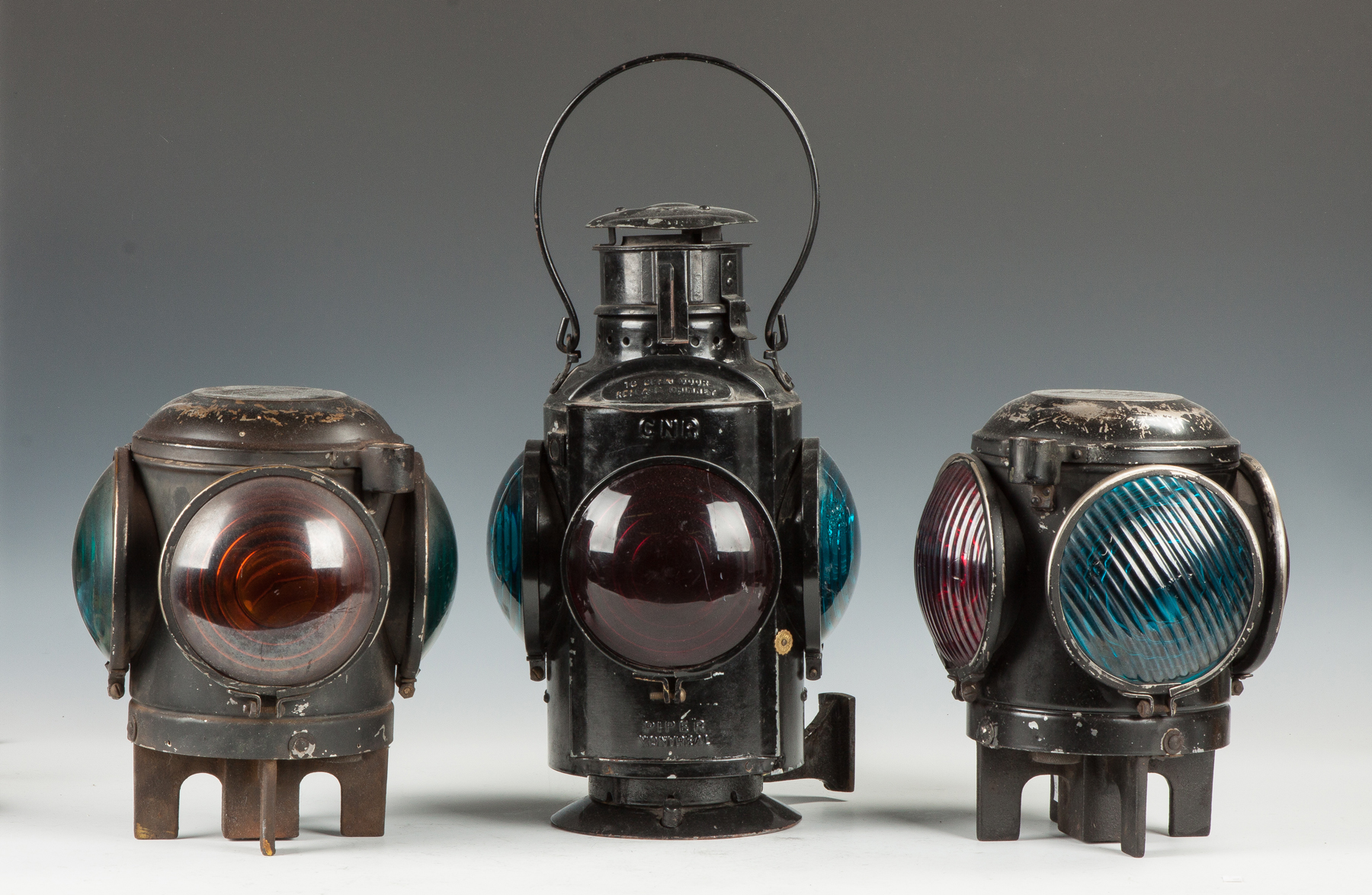 Appraisal: Three Vintage Railroad Lanterns Center - HLP Piper Montreal L