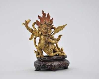 Appraisal: Tibetan Nepalese Gilt Bronze Statue ca th Century A fierce