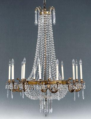 Appraisal: Monumental bronze dor eacute chandelier -light basket fixture shaped as