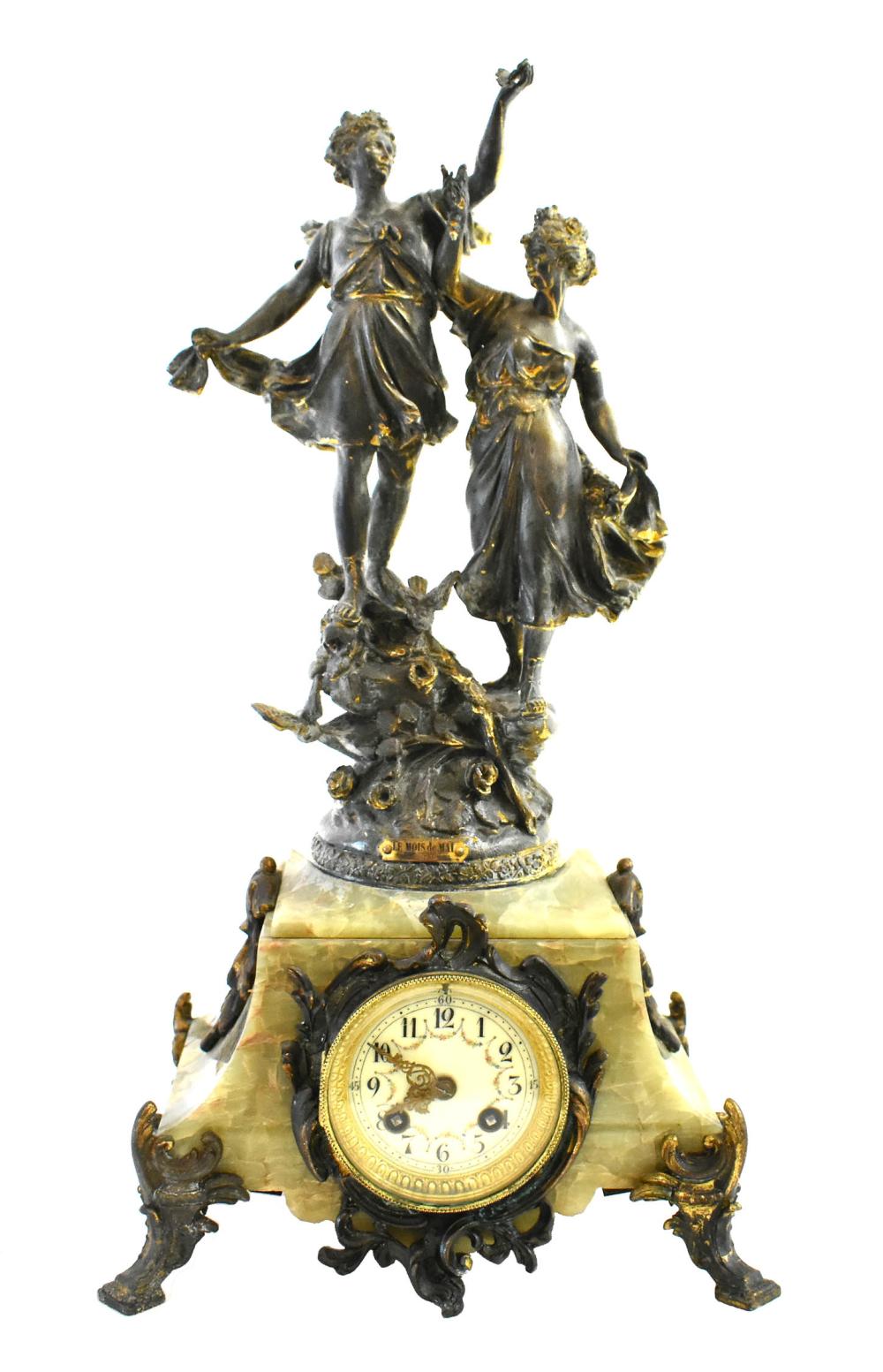 Appraisal: NAPOLEAN III BRONZE AND ONYX MANTLE CLOCKCirca The upper part