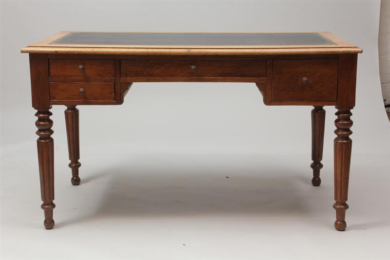 Appraisal: Victorian Oak Writing Table Together with a ladder back chair