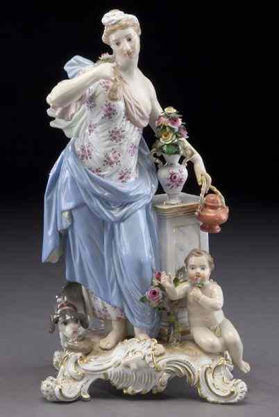 Appraisal: Meissen porcelain figure depicting the sense''smell'' Cross swords mark in