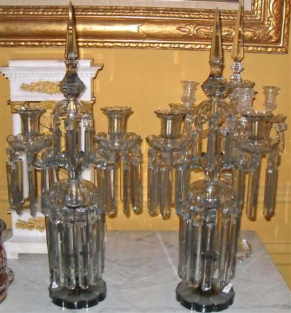 Appraisal: Pair of smoked glass two light candelabralate th century