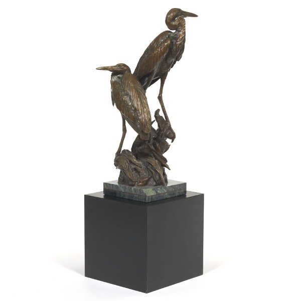 Appraisal: WALTER MATIA AMERICAN B Pair of herons on a rocky