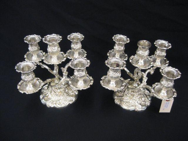 Appraisal: Pair of Silverplate Candelabra each five light rococo design tall