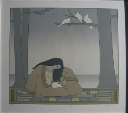 Appraisal: WILL BARNET american b two color screenprints PAEN Pencil signed