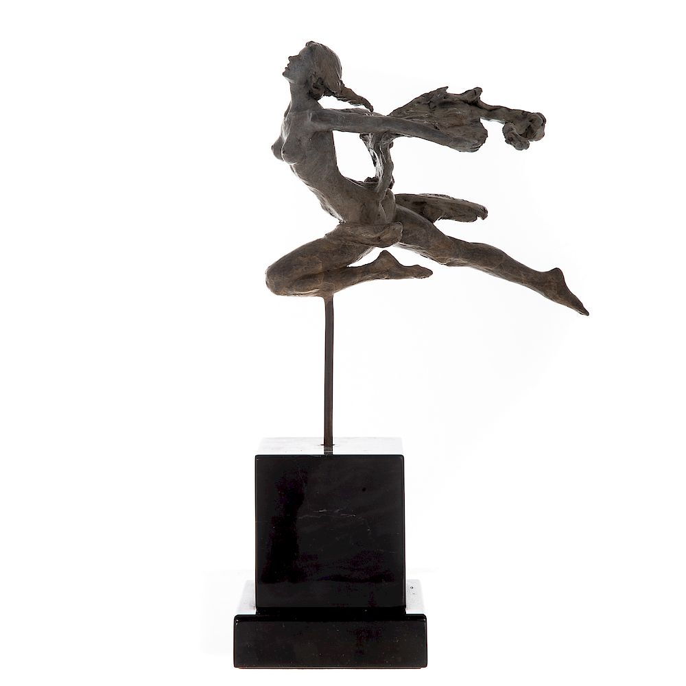 Appraisal: Nguyen Tuan Zephyr Bronze Vietnamese American b painted bronze of