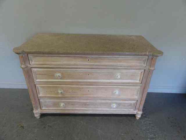 Appraisal: th Cent Bleached Pine Marbletop Commode A nice size commode