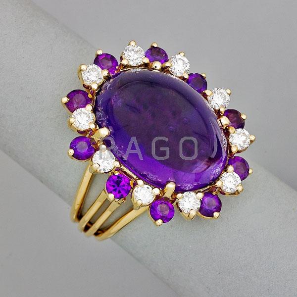 Appraisal: K YELLOW GOLD AMETHYST AND DIAMOND RING Condition Report