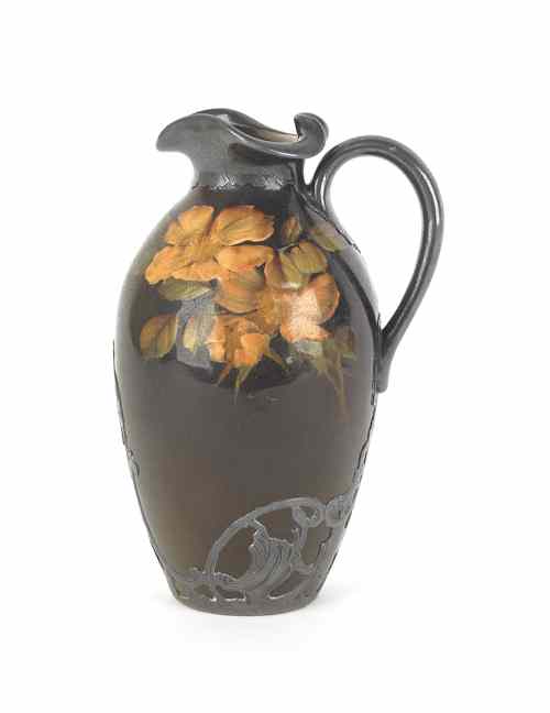 Appraisal: Rookwood pottery silver overlay pitcher h