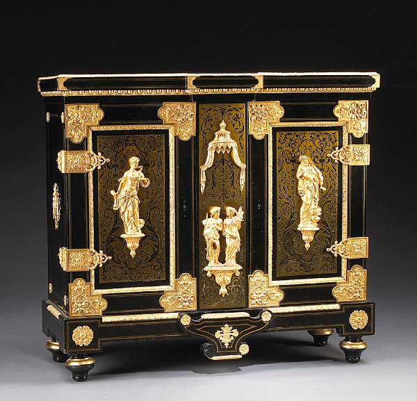 Appraisal: A R gence style gilt bronze and brass marquetry inlaid