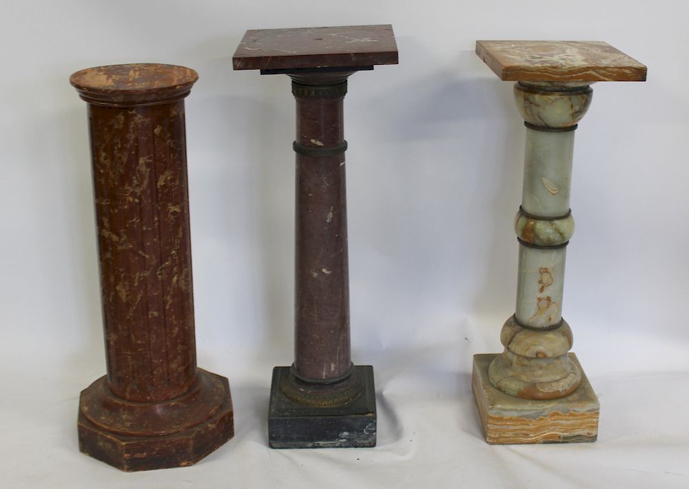 Appraisal: Lot Of Antique Pedestals To Inc A rouge bronze mounted