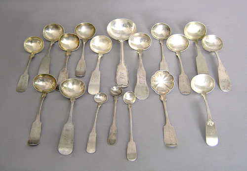 Appraisal: Fifteen coin silver ladles together with tasters to include examples