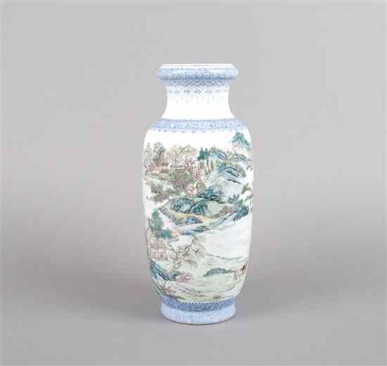 Appraisal: A Chinese Enameled Porcelain Vase Republic having landscape scenes and