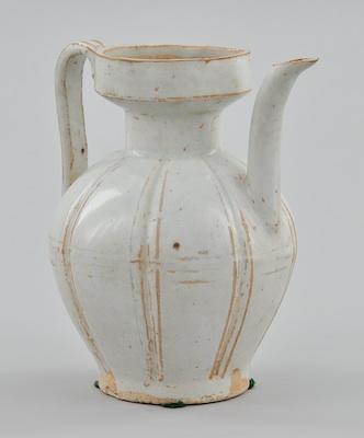 Appraisal: A Ying Ching Style Ewer Glazed pottery ewer with incised